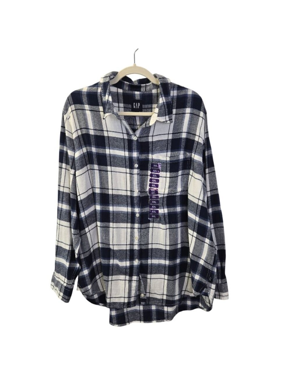 NWT Gap Plaid Boyfriend Flannel Button Down Shirt Size XXL